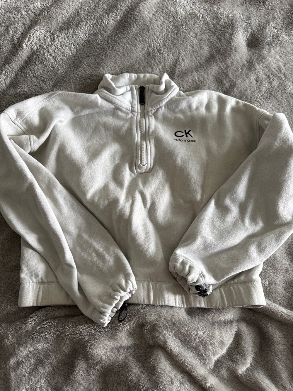 Calvin Klein Cream Quarter-Zip Fleece Pullover